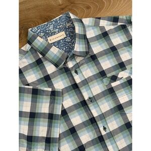 7 Seven DIAMONDS XL Mens Plaid Short Sleeve Button Up Shirt Casual Pocket